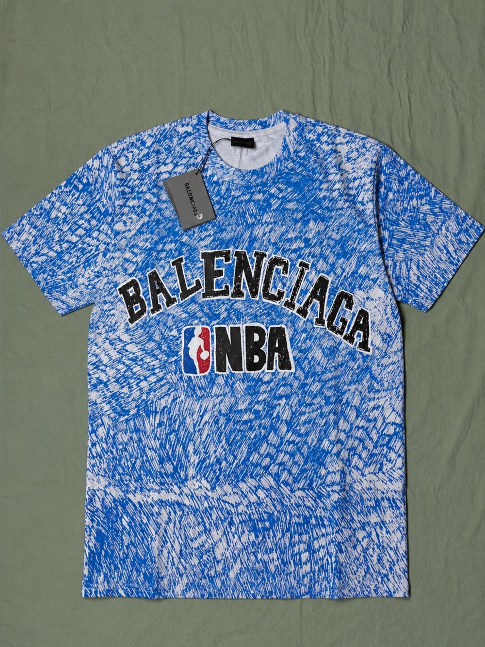 Balenciaga NBA Blue Tie Dye Oversized T-Shirt Men’s